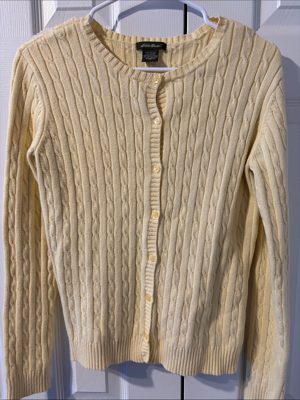 Eddie Bauer Cream Cable-Knit Button Cardigan
